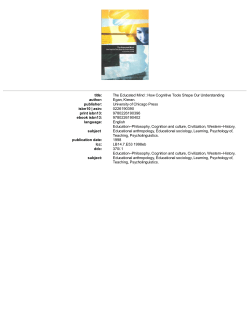 title: The Educated Mind : How Cognitive Tools Shape Our