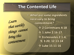 The Contented Life - Olsen Park church of Christ