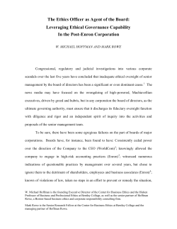 The Ethics Officer as Agent of the Board