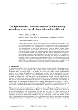 The light bulb effect: University students` problem solving cognitive