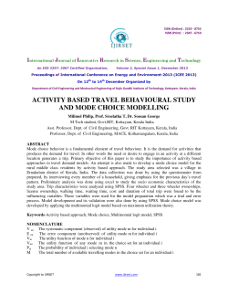 activity based travel behavioural study and mode choice