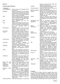 Terms of Use of Cards