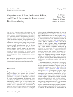Organizational Ethics, Individual Ethics,