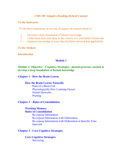 Core Cognitive Strategies Core Cognitive Strategies