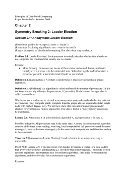 Chapter 2 Symmetry Breaking 2: Leader Election