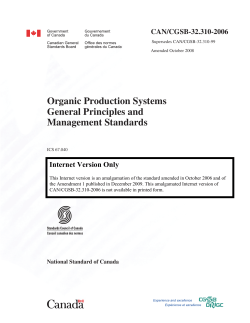 Organic Production Systems General Principles and Management