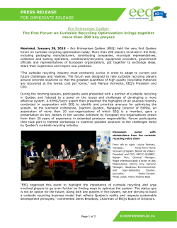 The first Forum on Curbside Recycling Optimization brings together