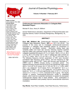 Cardiovascular Autonomic Modulation in Collegiate Male Basketball