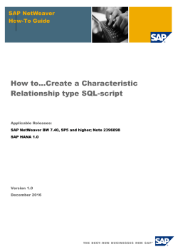 How to...Create a Characteristic Relationship type SQL