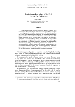 Evolutionary Psychology is Not Evil! (&hellip; and Here`s Why &hellip;)