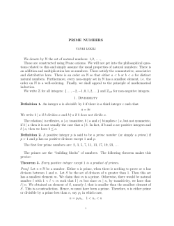 PRIME NUMBERS We denote by N the set of natural numbers: 1,2