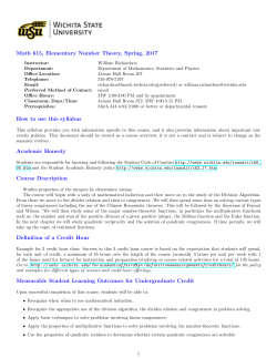 Math 615, Elementary Number Theory, Spring, 2017 How to use this
