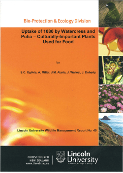 Uptake of 1080 by watercress and puha &ndash; culturally
