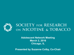 Network Member Survey - Society For Research On Nicotine and