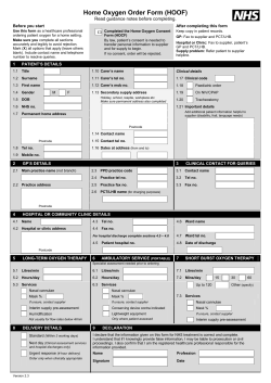 Home Oxygen Order Form (HOOF) - Business Services Organisation