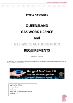 Queensland Gas Work Licence and Gas Work Authorisation