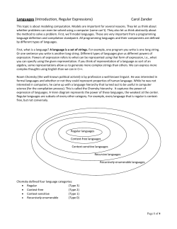 Languages (Introduction, Regular Expressions) Carol Zander
