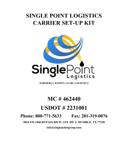 single point logistics carrier set-up kit mc # 462440 usdot # 2231001