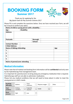 Summer Scheme Booking Form 2017