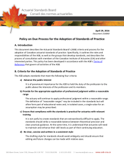 Policy on Due Process for the Adoption of Standards of Practice