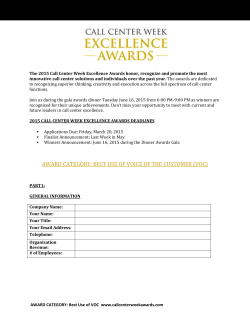 The 2015 Call Center Week Excellence Awards honor, recognize