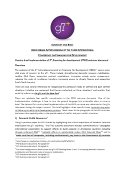 Country level implementation of 3rd financing for development