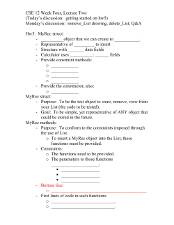 CSE 12 Week Four, Lecture One