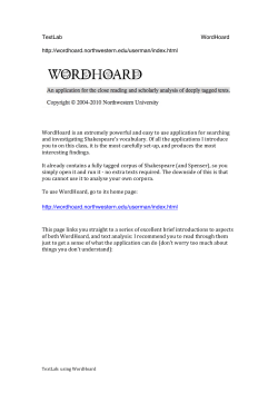 TextLab How to WordHoard - Language of Shakespeare`s Plays