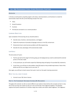 Lab&ndash; SQL Programming Views, Stored Procedures, Functions