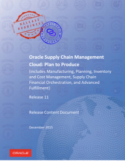 Oracle Supply Chain Management Cloud: Plan to Produce Release
