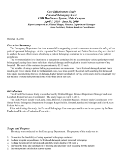 Cost Effectiveness Study Personal Belongings Case