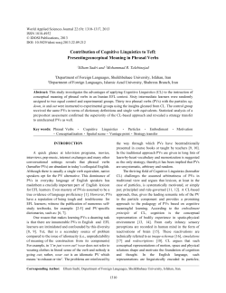 Contribution of Cognitive Linguistics to Tefl
