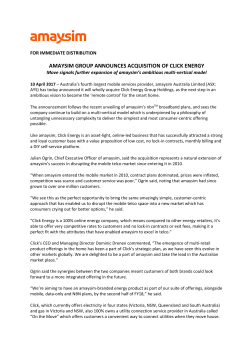AMAYSIM GROUP ANNOUNCES ACQUISITION OF CLICK ENERGY