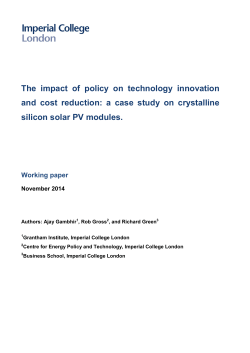 The impact of policy on technology innovation and cost reduction: a