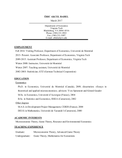 EMPLOYMENT Fall 2016: Visiting Professor, Department of