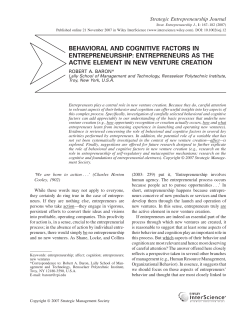 Behavioral and cognitive factors in entrepreneurship