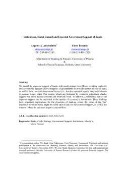 Institutions, Moral Hazard and Expected Government Support of