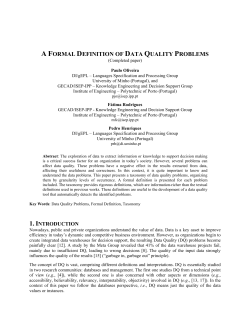 a formal definition of data quality problems
