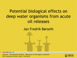 Potential biological effects of deep water organisms from acute oil
