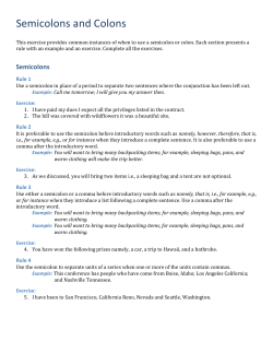 Semicolon and Colon Rules Exercise