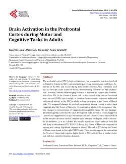 Brain Activation in the Prefrontal Cortex during Motor and Cognitive