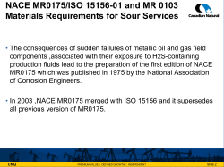 NACE MR0175/ISO 15156-01 and MR 0103 Materials