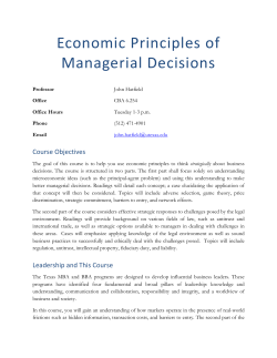 Economic Principles of Managerial Decisions