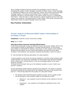 Mercy College`s distance learning program has developed a set of