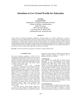 Intentions to Use Virtual Worlds for Education