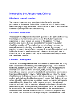 Interpreting the Assessment Criteria
