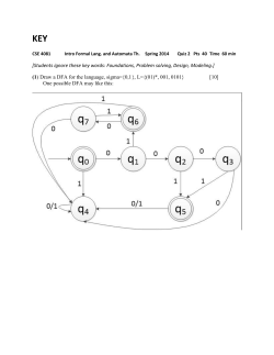 KEY CSE 4081 Intro Formal Lang. and Automata Th. Spring 2014