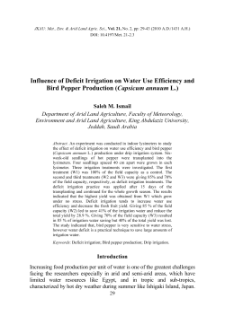 Influence of Deficit Irrigation on Water Use Efficiency and Bird