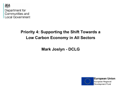 Priority 4: Supporting the Shift towards a Low Carbon