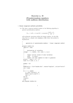 Exercise n. II (Pseudo)random numbers with uniform distribution